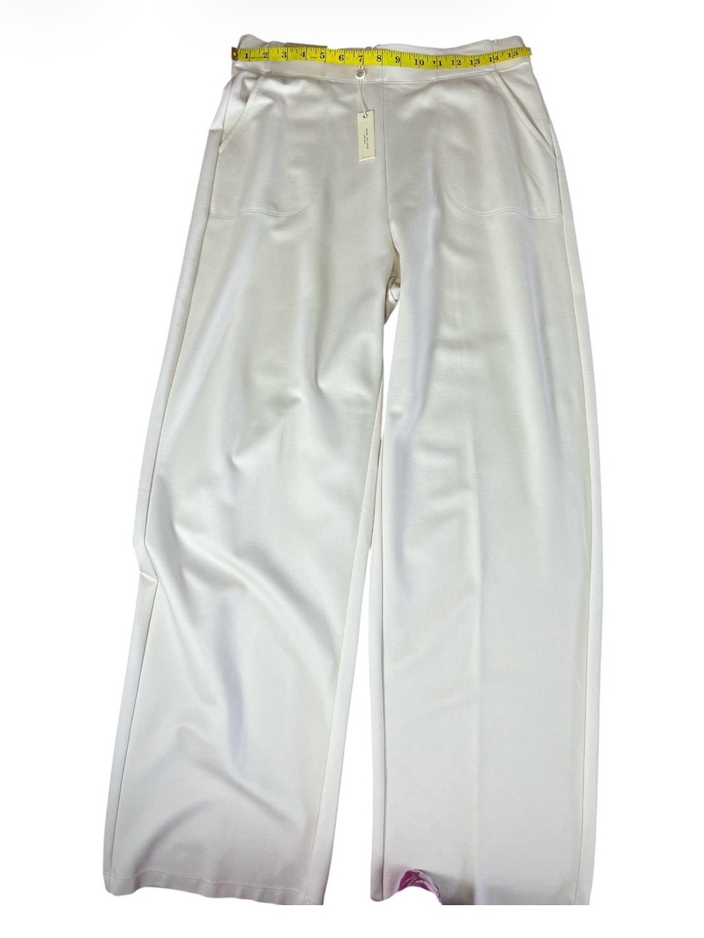 NWT Max Studio London Cream Wide Leg Trousers Ponte Knit Pants - Women’s L - Picture 3 of 4